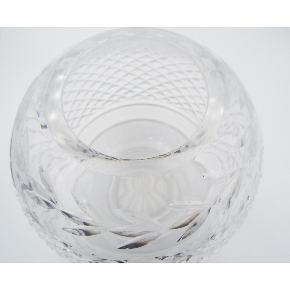 #68 - Waterford Glendore Clear Crystal Diamond Cut Laurel Leaf Etched Round Vase - Picture 3 of 3